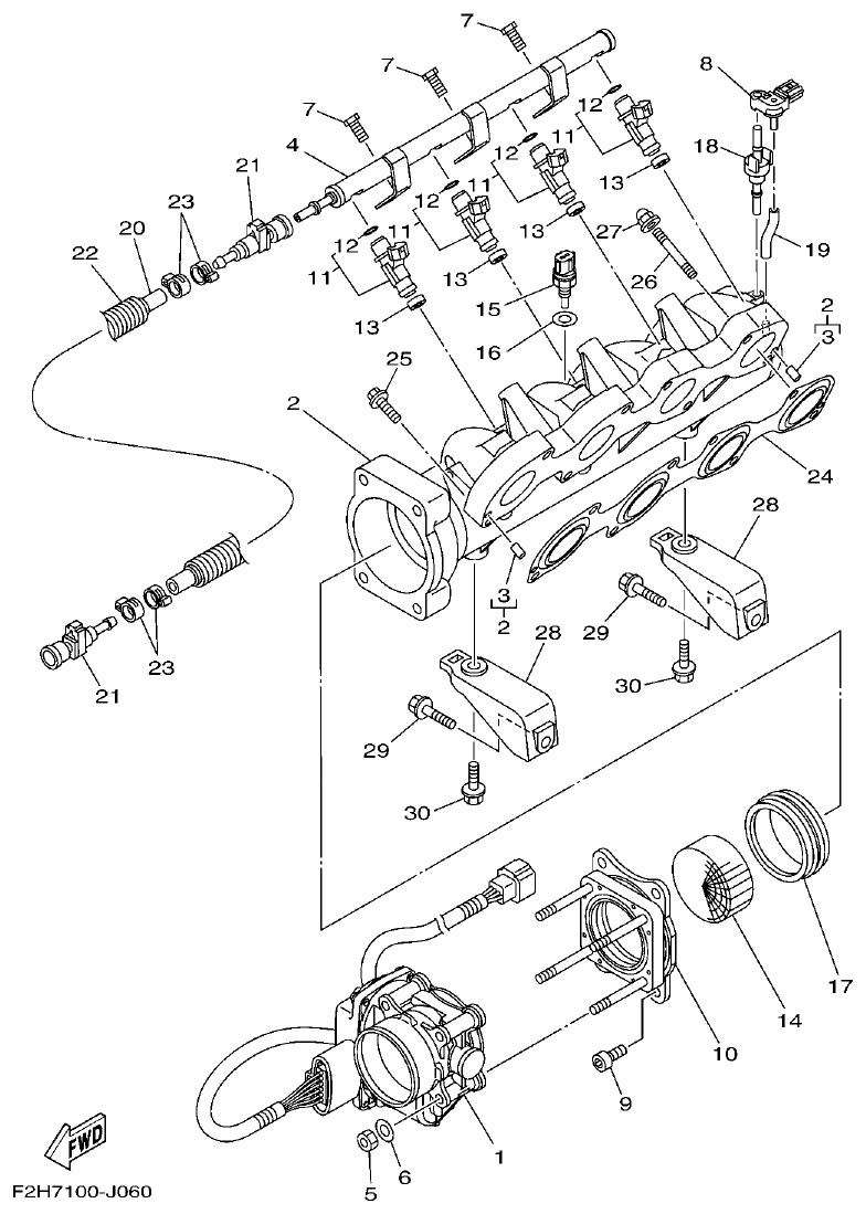Yamaha VX18002011(2) INTAKE 1 parts diagram
